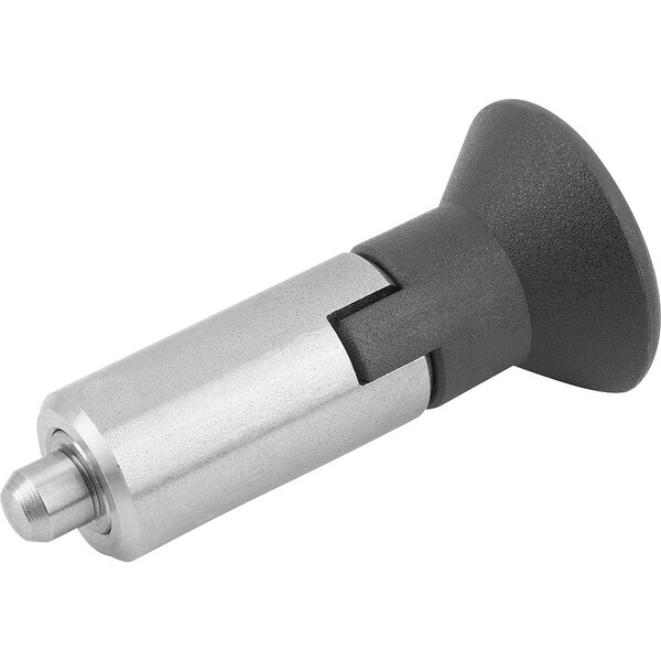 Indexing Plunger W Locking Slot Size:3, Form:M, Stainless Steel Not Hardened, Comp: Plastic, Black